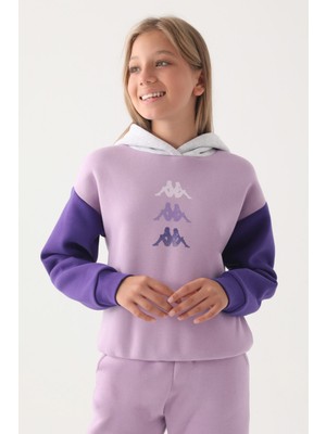 Kappa Lila Garnili Kol Detaylı Kapüşonlu Kız Çocuk Sweatshirt