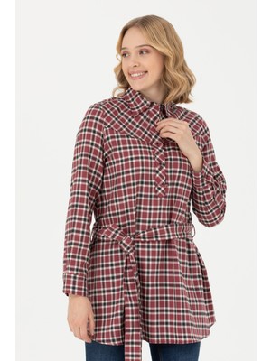 U.S. Polo Assn. Kadın Bordo Uzun Kollu Tunik Gömlek 50271513-VR014