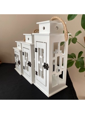 Tasarloxi 3'lü Beyaz Fener Mumluk