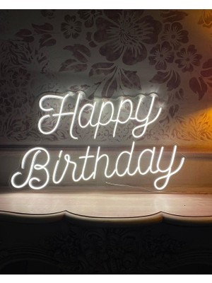 Happy Birthday Yazılı Neon LED Işıklı Organizasyon Duvar Dekorasyon ÜRÜNÜ(78X79 Cm)