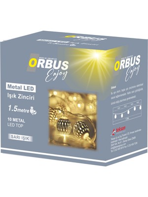 Orbus Metal LED Küre Işık Zinciri 10 Adet Metal LED Usb'li 1.5metre