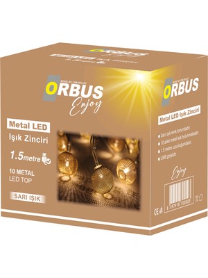 Orbus Metal LED Işık Zinciri 10 Adet Metal LED Usb'li 1.5metre