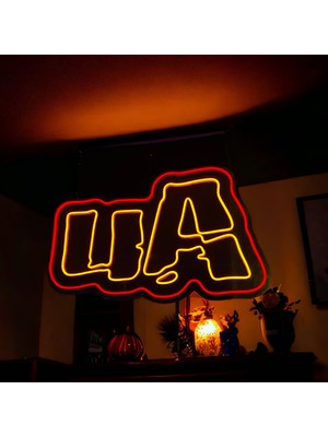 Galatasaray Ultra Aslan Ua Yazılı Neon LED Işıklı Organizasyon Duvar Dekorasyon ÜRÜNÜ(69X45 Cm)