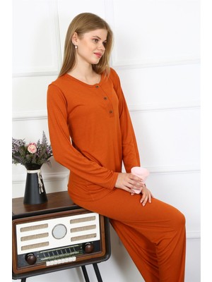 Akbeniz Kadın Penye Uzun Kol Patlı Pijama Takım 4168