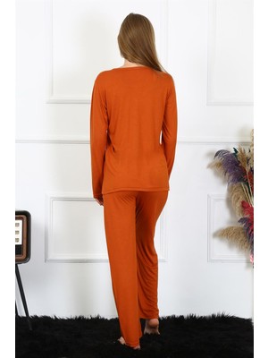 Akbeniz Kadın Penye Uzun Kol Patlı Pijama Takım 4168