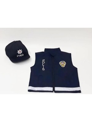 Uğur Böceği Çocuk Dünyası Uğur Böceği Çocuk Polis Yeleği ve Şapka Çocuk Kıyafeti Kostüm Polis