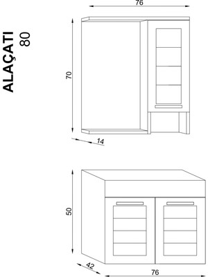 Era Alaçatı 80 cm Banyo Dolabı