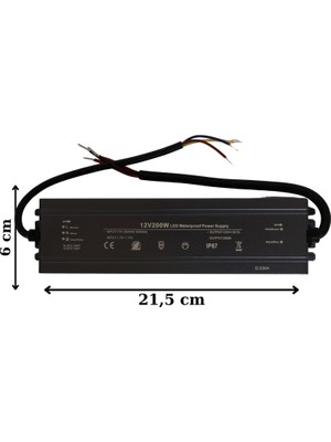 Hazar Led 12 Volt 16,7 Amper 200 Watt Dış Cephe LED Adaptör IP67 Su Geçirmez