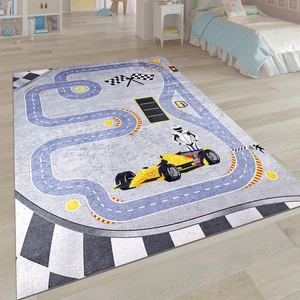 F1 Temalı Dijital Baskı Kaymaz Taban Yıkanabilir Çocuk Odası Halısı