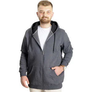 Mode Xl Büyük Beden Erkek Sweat Zippered Basic 20543 Füme