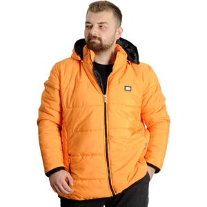 Büyük Beden Erkek Kapüşonlu Mont Kapitone 23636 Hardal