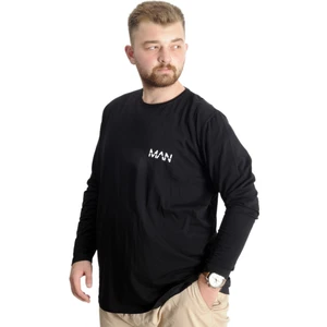 Büyük Beden Erkek T-Shirt Uzun Kol Bisiklet Yaka Man 23099 Siyah