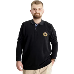 Büyük Beden Sweat Erkekler İçin Siyah Polo Yaka Uzun Kollu Düz Tasarım