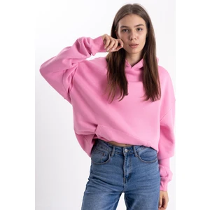 Pull The Hood Unisex Oversize Pembe Kapşonlu Sweatshirt