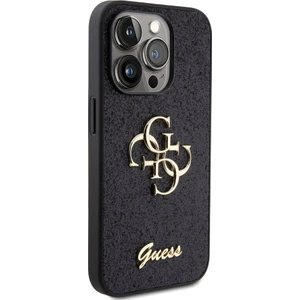 iPhone 15 Pro Max Uyumlu Kılıf Guess Orjinal Lisanslı 4g Büyük Metal Logolu Glitter Kapak Siyah