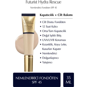 Estee Lauder Futurist Hydra Rescue SPF 45 Nemlendirici Fondöten 35ml - Renk: 1W1 Bone