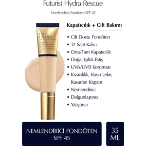 Estee Lauder Futurist Hydra Rescue SPF 45 Nemlendirici Fondöten 35ml - Renk: 1W2 Sand