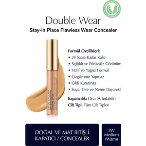 Estee Lauder Kapatıcı - Double Wear Stay-in-Place Flawless Wear Concealer - Renk: 3W Medium (Warm) 7ml