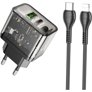 N34 PD20W Usb+Type-C + iPhone Lightning Kablo Hızlı Şarj Adaptör Seti