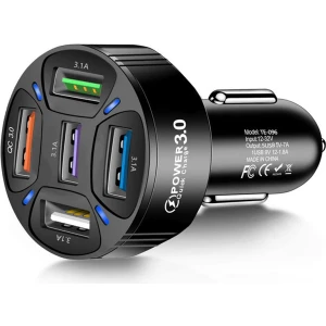 Qc3.0 5 Port Çıkışlı Çoklu USB Araç Içi Çakmaklık Hızlı Şarj Başlığı