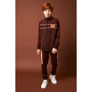 Superior Baskı Detaylı Erkek Çocuk Okul Takımı Kahverengi