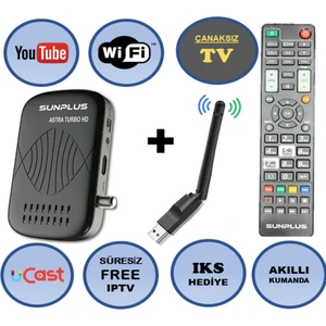 Astra Turbo HD2023 Çanaklı-Çanaksız Wi-Fi Dahil Full Hd Sınırsız Sinema Paketli Uydu Alıcısı