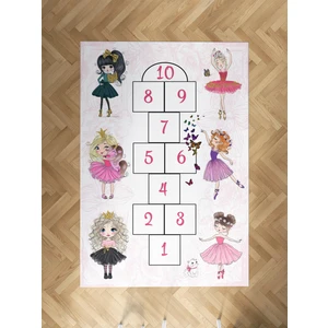 Mekta Home Bebek ve Çocuk Odası Prenses Kızlar ve Seksek Desenli Motifli Halı