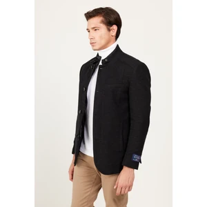 ALTINYILDIZ CLASSICS Erkek Siyah Standart Fit Normal Kesim Dik Yaka Pamuklu Overcoat