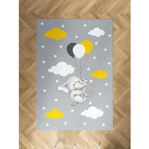 Mekta Home Bebek ve Çocuk Odası Tatlı Fil ve 3 Balon Desenli Halı