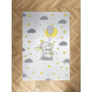 Mekta Home Bebek ve Çocuk Odası Gri Bulutlu Sevimli Fil Desenli Halı