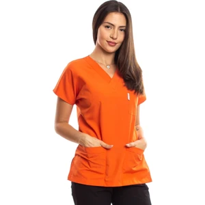 Simirna Üniforma Cerrahi Doktor Hemşire Scrubs Turuncu Forma Tek Üst Xl