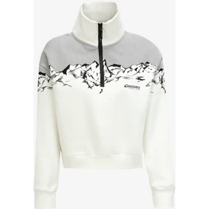 Discovery Expedition Kırık Beyaz Kadın Dik Yaka Loose Fit Baskılı Sweatshirt D3WL-SWT14