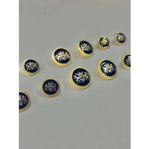 Karan Tuhafiye Blazer Ceket Düğmesi Takımı 4+8 Gold Içi Lacivert