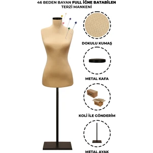 Manken İstanbul 46 Beden Özel Jardonlu Ten Rengi Kumaş Iğne Batabilen Terzi Mankeni Prova Mankeni