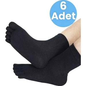 Unisex 6'Lı Bambu Mantar Çorabı Parmak Çorap 36-44 Numara