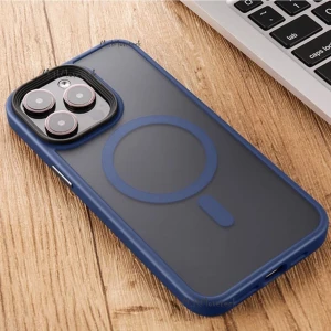 M.TK Moveteck Iphone 15 Pro Max Kılıf Kamera Çıkıntılı Arkası Buzlu Mat Magsafe Şarj Destekli Titanyum Kenarlı Kapak