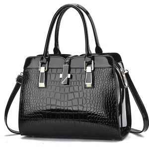 Yaowei HB Moda Parlak Deri Kadın Çanta Yeni Büyük Kapasiteli Timsah Desenli Omuz Crossbody Çanta (Yurt Dışından)