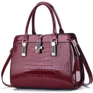 Yaowei HB Moda Parlak Deri Kadın Çanta Yeni Büyük Kapasiteli Timsah Desenli Omuz Crossbody Çanta (Yurt Dışından)