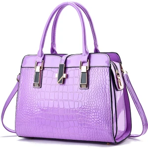 Yaowei HB Moda Parlak Deri Kadın Çanta Yeni Büyük Kapasiteli Timsah Desenli Omuz Crossbody Çanta (Yurt Dışından)