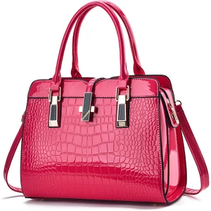 Yaowei HB Moda Parlak Deri Kadın Çanta Yeni Büyük Kapasiteli Timsah Desenli Omuz Crossbody Çanta (Yurt Dışından)