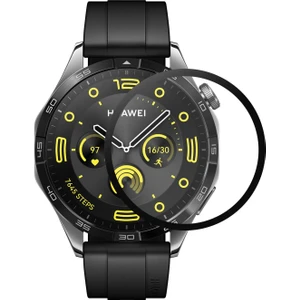 Huawei Watch Gt4 46MM Tam Kaplayan Temperli Cam Full Ekran Koruyucu Siyah