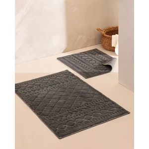 Madame Coco Panier 2'li Pamuklu Banyo Paspası - Antrasit - 60x100 cm