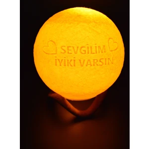 Zone Ozone 12cm Sevgilim İyiki Varsın Standlı Ay Küresi neon led lamba hediyelik eşya avize masa lambası gece lambası moon yılbaşı hediye