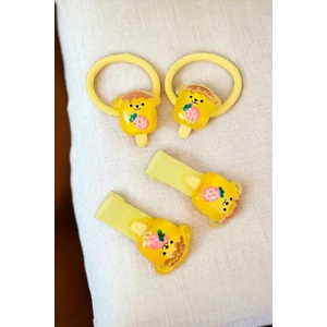 Çocuk 4 Adet Figürlü Lastik ve Pens Toka Seti