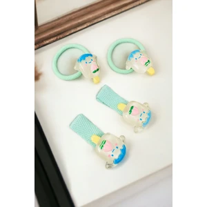 Çocuk 4 Adet Figürlü Lastik ve Pens Toka Seti