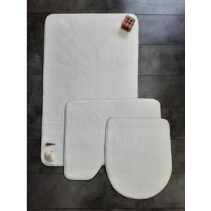 Bonny Home Ultrasoft Düz Krem 3’lü Banyo Halısı Paspası Seti Kaymaz Tabanlı Makinede Yıkanabilir Klozet Takımı