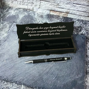 Sanat Hediyelik Öğretmenler Gününe Özel Metal Tükenmez Kalem Isimli + Ahşap Kutu - Öğretmen - Hediye- Kişiye Özel - 24 Kasım