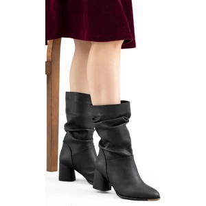 Elise Körük Detaylı Topuklu Kadın Bot Siyah