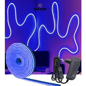 Sb-6503 2.5 Metre Neon LED Mavi Işık Aç Kapa Butonlu Adaptörlü Şerit LED
