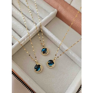 Mavi Deniz Accesories Çelik Gökyüzü Kolye Çelik Kolye Altın Gokyuzu Kolye Paslanmaz Çelik